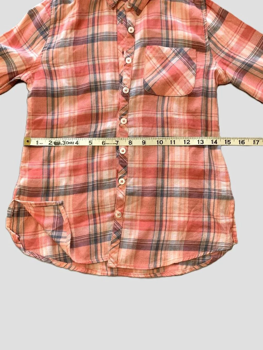 Justice Girls Long Sleeves Plaid Shirt Button Down Embroidered Size 8